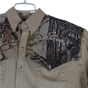 Spartan Vintage Realtree Western Shirt Men's Medium Tan Camo Hunting USA Made